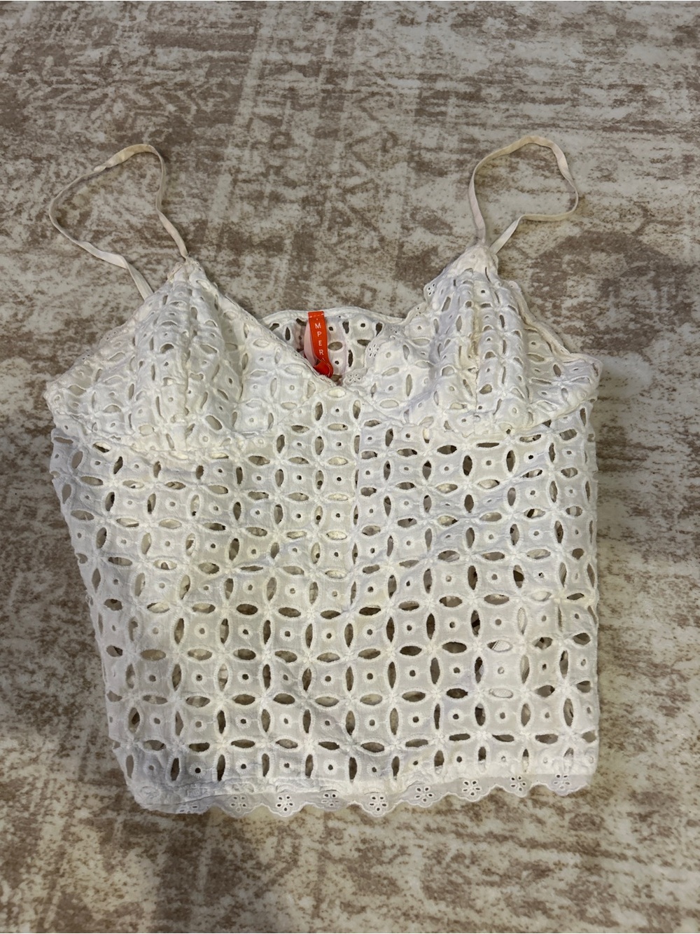 White Eyelet Camisole with Spaghetti Straps